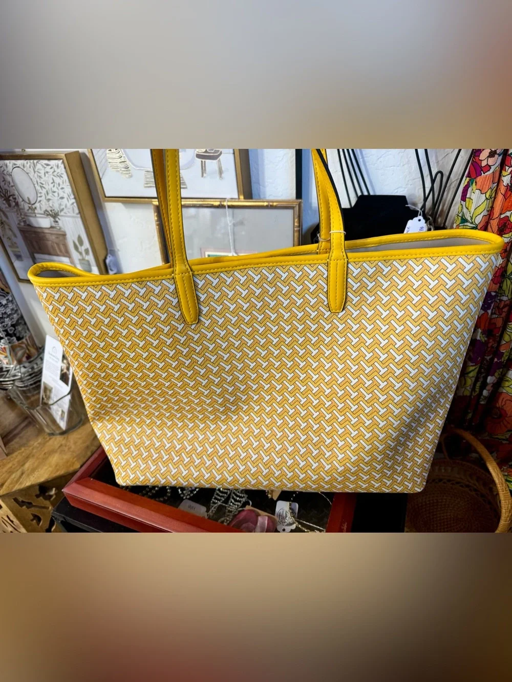 NWT Tory Burch All Over Larger Shopper Tote Yellow